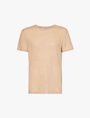 Shop Derek Rose Mens Sand Jordan Crewneck Linen T-shirt