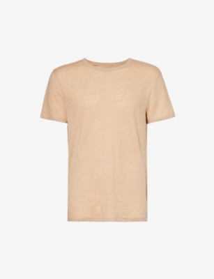 Derek Rose Mens Sand Jordan Crewneck Linen T-shirt In Sand