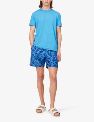 Shop Derek Rose Men's Blue Maui Graphic-print Swim Shorts