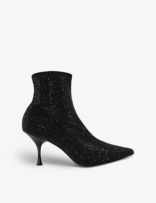 DUNE: Onslowe diamante-embellished stretch-woven ankle boots