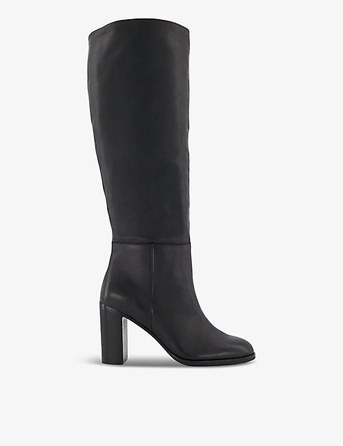DUNE: Sisily block-heel leather knee-high boots