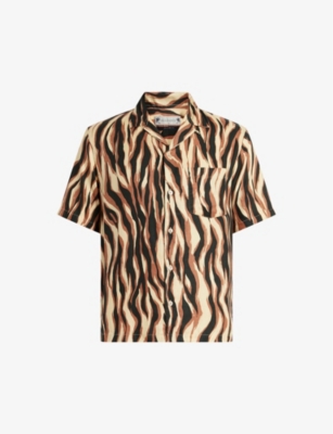 ALLSAINTS: Fired graphic-print relaxed-fit woven shirt