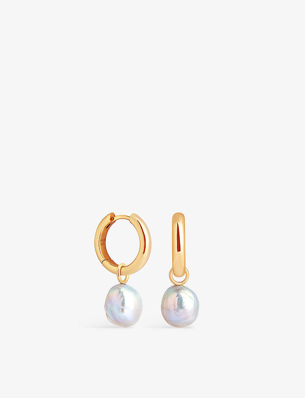 Astrid & Miyu Tranquillity 18ct Yellow Gold-plated Recycled Sterling-silver And Freshwater Pearl Hoop Earrings