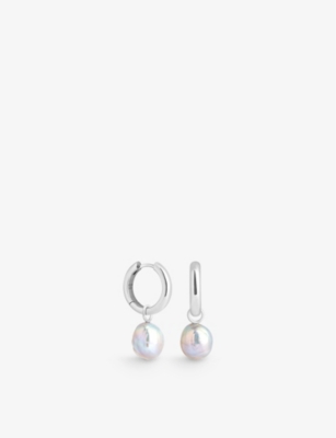 ASTRID & MIYU: Tranquillity recycled sterling-silver and freshwater pearl hoop earrings