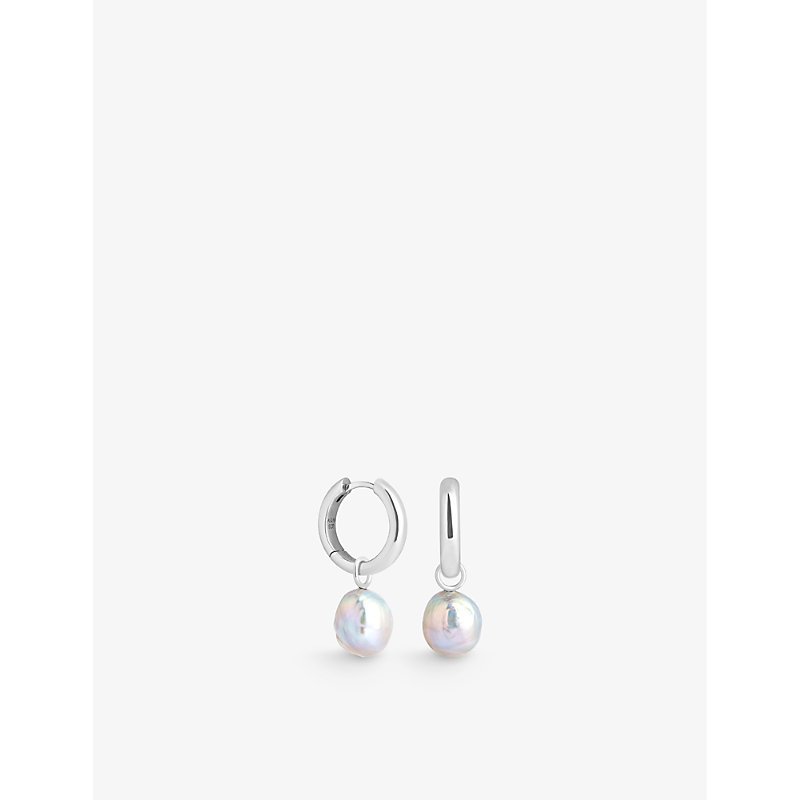 Astrid & Miyu Tranquillity Recycled Sterling-silver And Freshwater Pearl Hoop Earrings