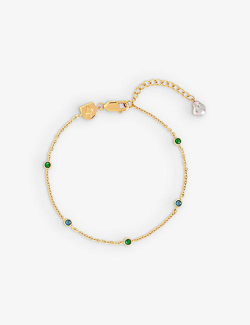 ASTRID & MIYU: Station 18ct yellow-gold plated recycled sterling-silver and topaz bracelet