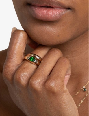 Dome 18ct gold-plated recycled sterling-silver and topaz ring