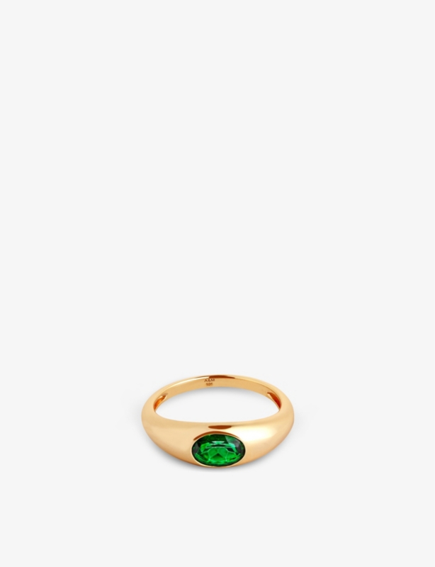 Dome 18ct gold-plated sterling-silver and topaz ring