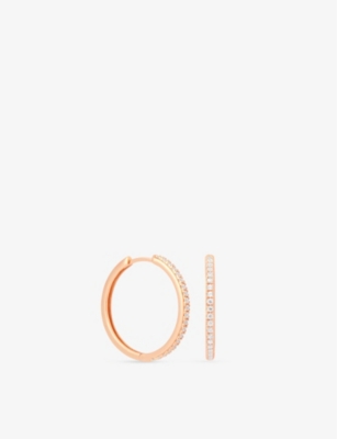 Astrid & Miyu Essentials Crystal 18ct Rose-gold Plated Recycled Sterling-silver Small Hoops