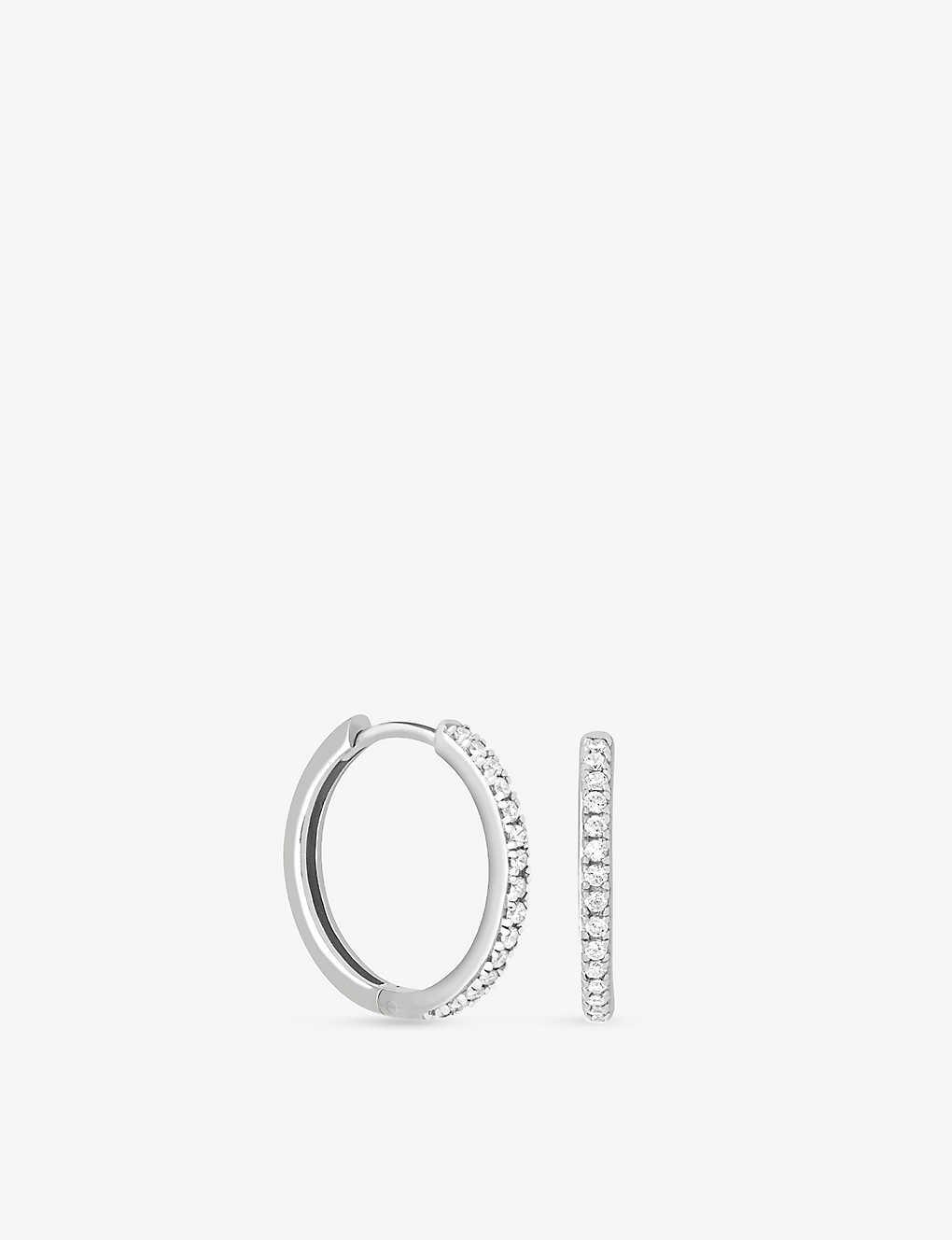 Astrid & Miyu Essentials Crystal Rhodium-plated Recycled Sterling-silver Small Hoops