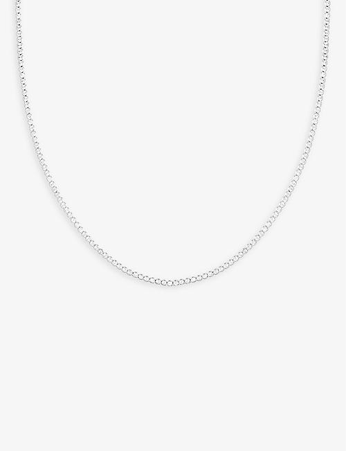 ASTRID & MIYU: Gleam rhodium-plated brass and zirconia chain necklace