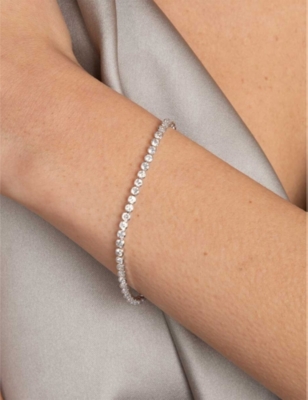 Astrid & Miyu Womens Tennis Rhodium-plated Sterling-silver And Cubic Zirconia Bracelet In Silver