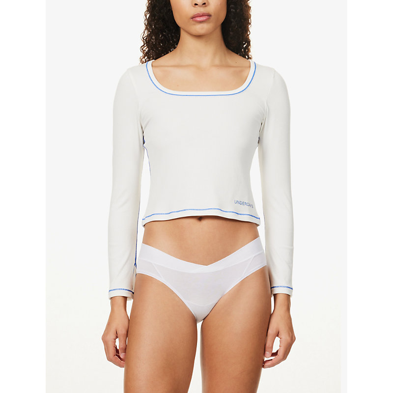 Shop Underdays Women's White Everyday Mid-rise Stretch-woven Briefs