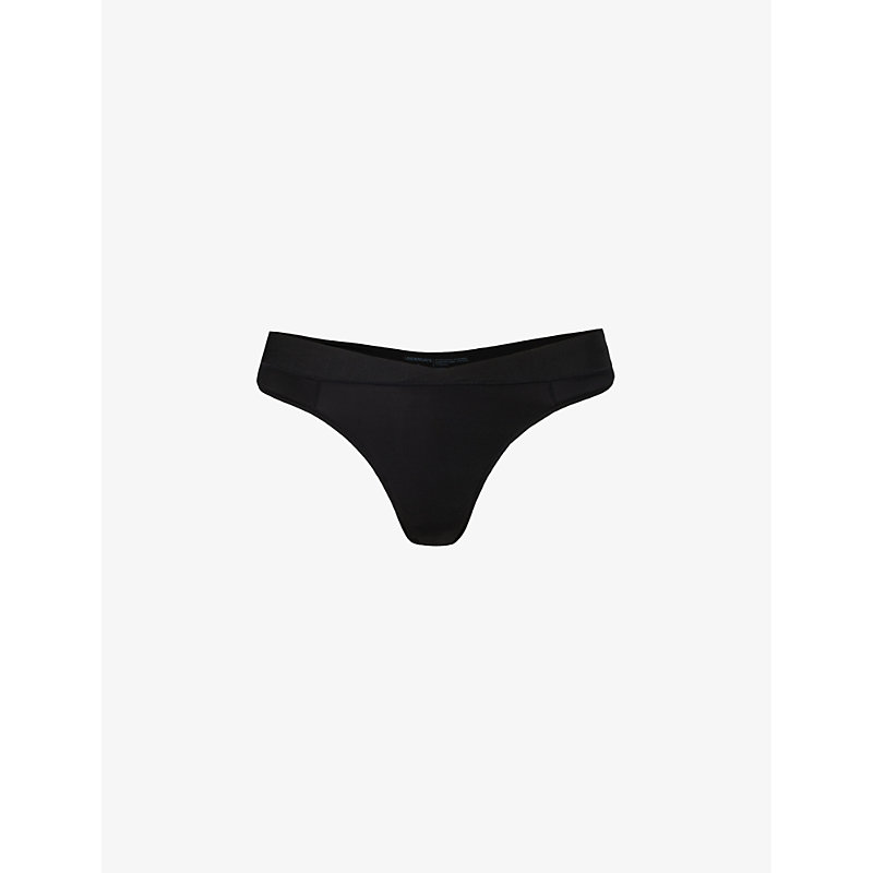 Underdays Womens Black Everyday Mid-rise Stretch-woven Thong