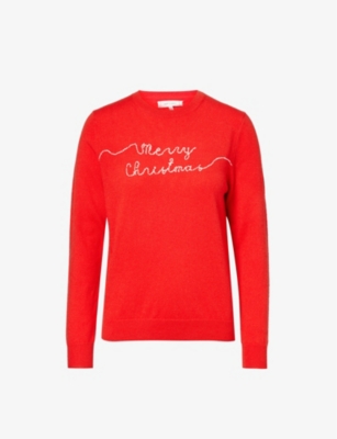 Chinti & Parker Merry Christmas Wool And Cashmere-blend Jumper In Red