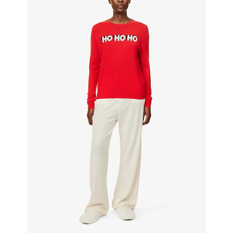 Shop Chinti & Parker Ho Ho Ho Wool And Cashmere Jumper In Red