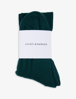 Chinti & Parker Chinti And Parker Womens Meadow Crew-length Ribbed Wool And Cashmere-blend Socks