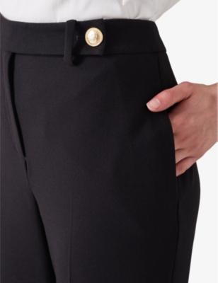 Lk Bennett Womens Bla-black Bibi High-rise Cropped Stretch-woven Trousers In Black