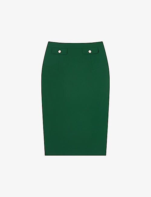 LK BENNETT: Folly high-rise pocket-detail stretch-woven midi skirt
