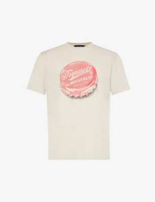 Dsquared2 Graphic-print Cotton T-shirt In Mastic Beige