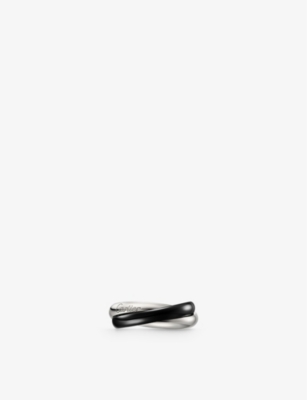 CARTIER: Trinity medium 18ct white-gold and ceramic ring