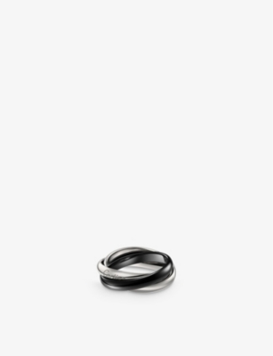CARTIER: Trinity medium 18ct white-gold and ceramic ring