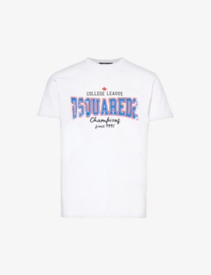 DSQUARED2: College logo-print regular-fit cotton-jersey T-shirt