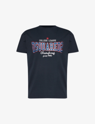 DSQUARED2: College logo text-print cotton-jersey T-shirt