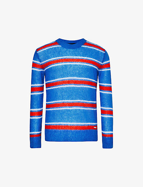 DSQUARED2: Striped crew-neck knitted wool-blend jumper