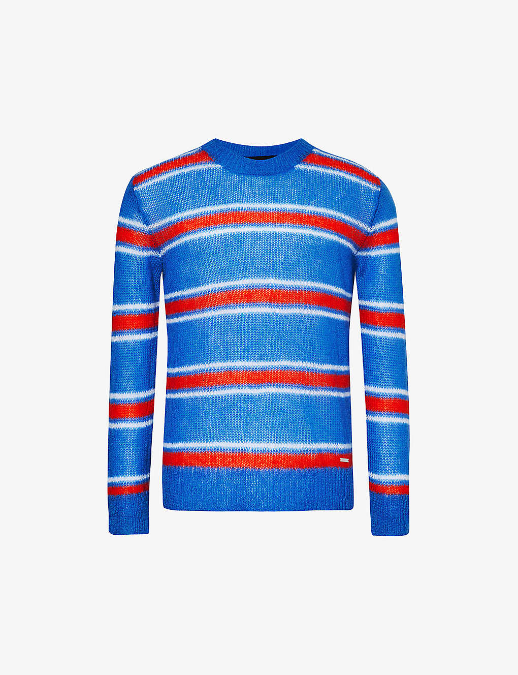 Dsquared2 Mens Yellow Pink Light Blue Striped Crew-neck Knitted Wool-blend Jumper