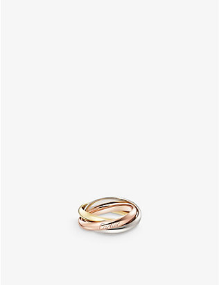 CARTIER: Trinity medium 18ct white-gold, yellow-gold and rose-gold ring