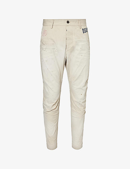 DSQUARED2: Sexy mid-rise tapered-leg cotton-twill trousers