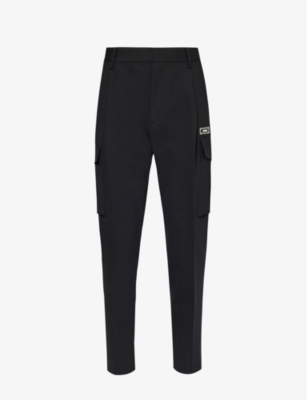 Dsquared2 Mens Black Logo-patch Stretch-wool Trousers