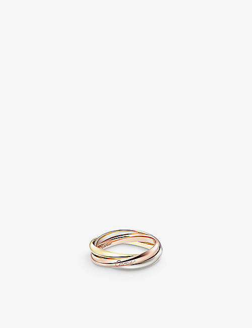 CARTIER: Trinity small 18ct white-gold, yellow-gold and rose-gold ring