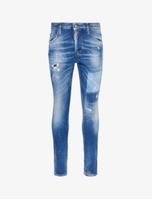 DSQUARED2: Skater paint-splatter regular-fit slim-leg stretch-denim jeans