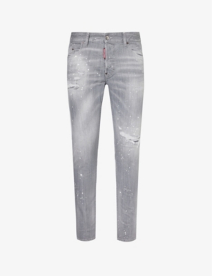 DSQUARED2: Paint Skater regular-fit slim-leg stretch-denim jeans