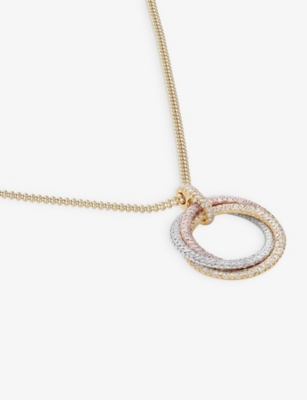 CARTIER: Trinity 18ct white, rose, yellow-gold and 1.16ct brilliant-cut diamond pendant necklace