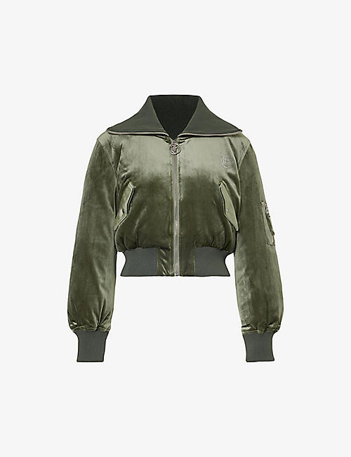 JUICY COUTURE: Rydell rhinestone-embellished velour bomber jacket