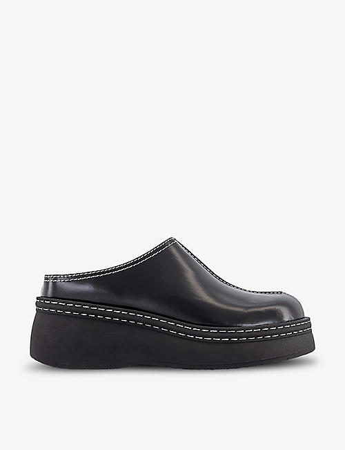MIISTA: Mego contrast-stitched leather mules