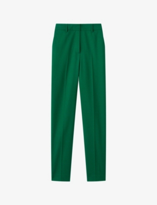 Shop Lk Bennett Women's Gre-green Mariner Slim-leg Mid-rise Woven Trousers