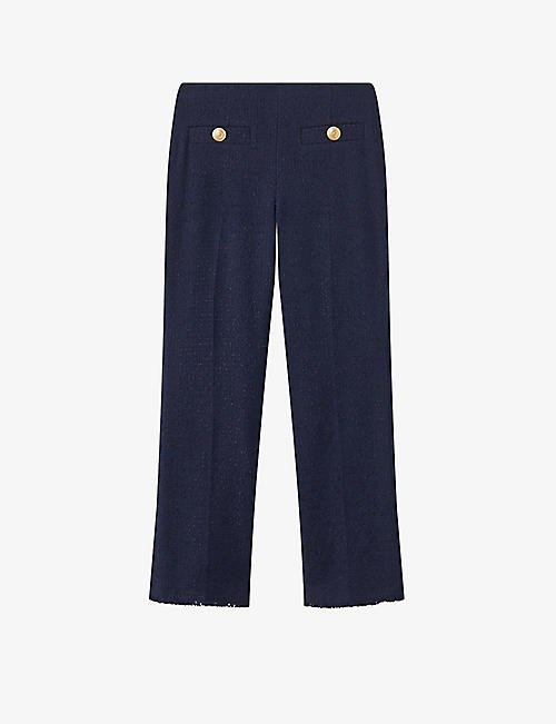 LK BENNETT: Alexa high-rise button-embellished stretch-woven trousers