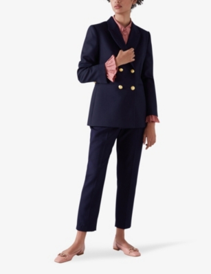 LK BENNETT: Mariner high-rise woven cigarette trousers