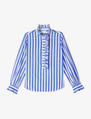 LK BENNETT: Camille striped cotton and silk-blend shirt
