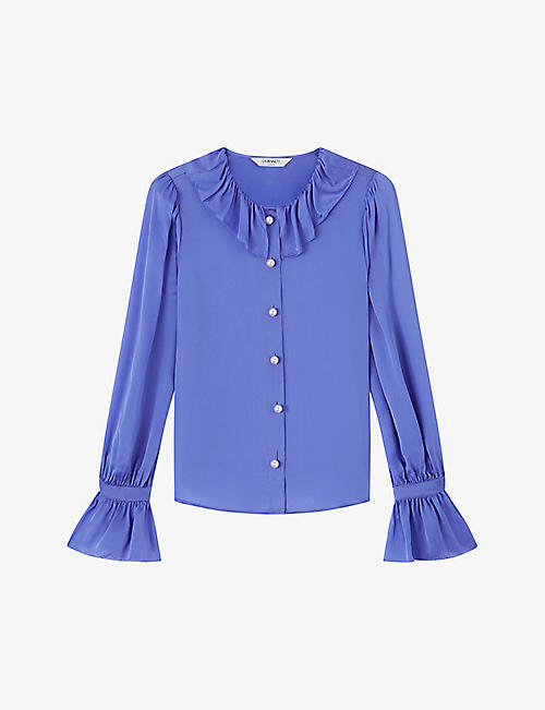 LK BENNETT: Farrow frill-trim silk blouse