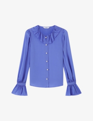 LK BENNETT - Farrow frill-trim silk blouse | Selfridges.com