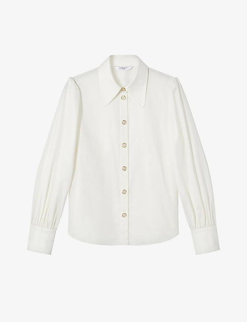 LK BENNETT: Sonya puff-sleeve cotton shirt