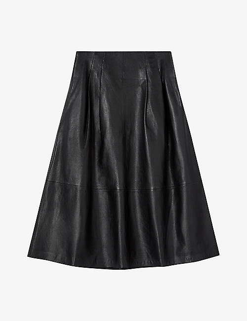 LK BENNETT: Farrow A-line leather midi skirt