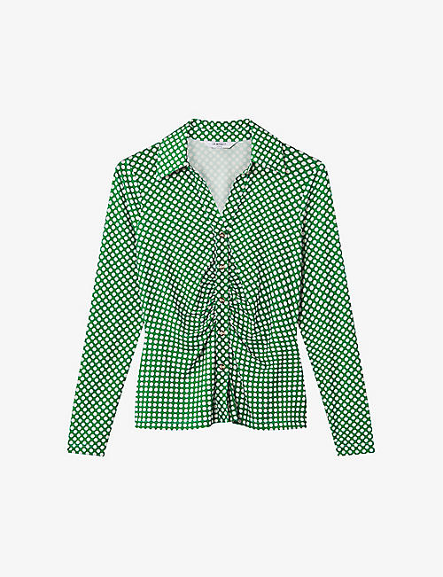 LK BENNETT: Molli polka-dot regular-fit stretch-woven shirt