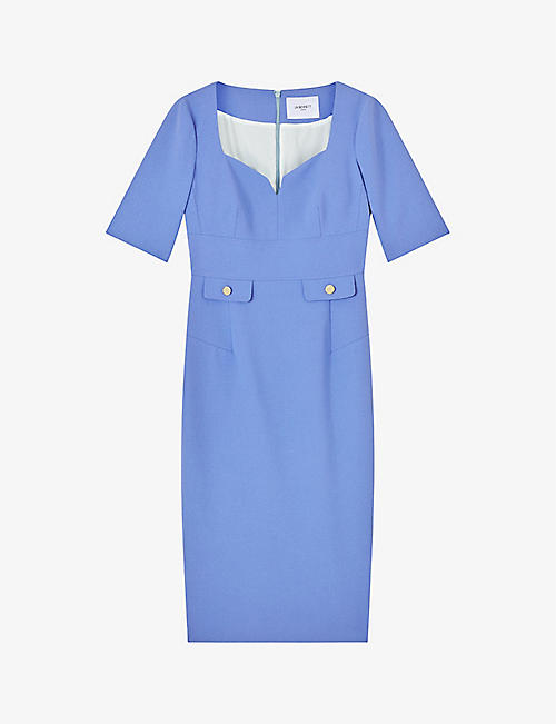 LK BENNETT: Diana short-sleeved stretch-woven midi dress