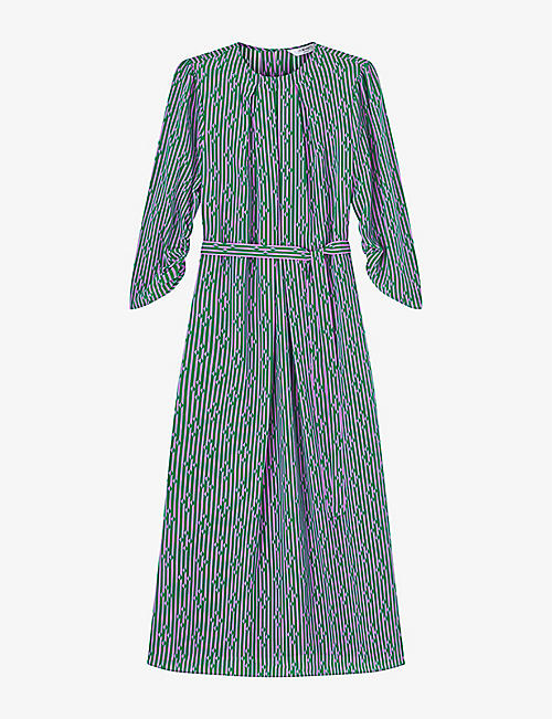 LK BENNETT: Brigette graphic-pattern silk midi dress